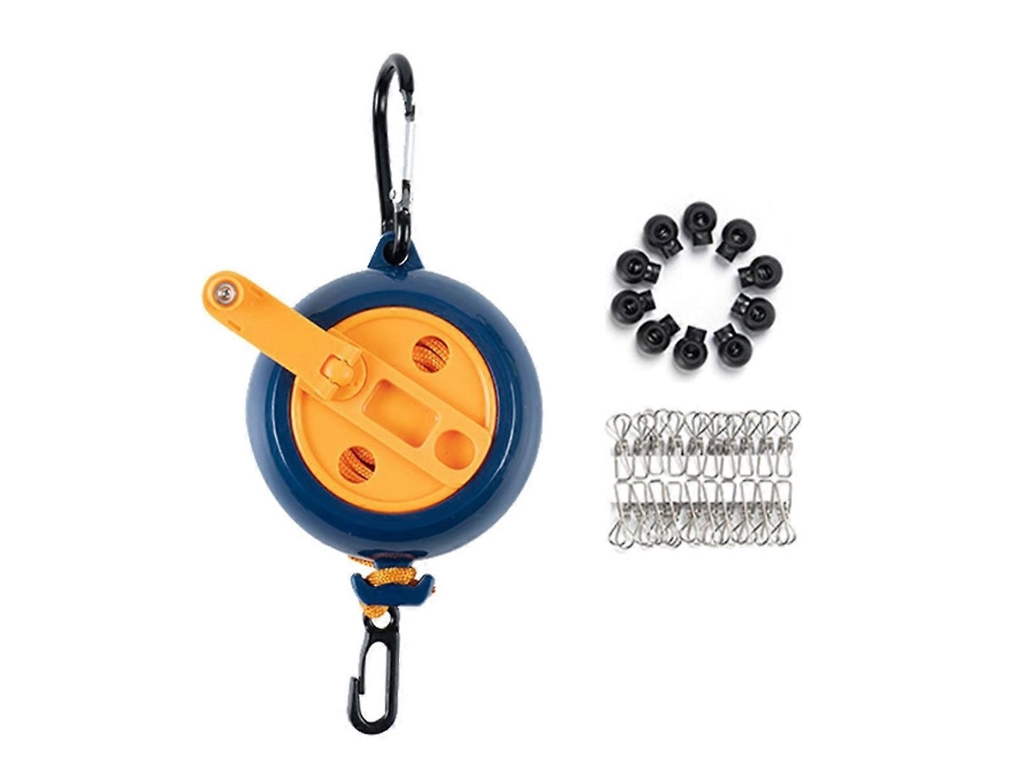 Varal Portátil Lurelia, 20 Prendedores, Retrátil, Para Viagem, Para Interior E Exterior, Para Varanda, De Alumínio, Azul, 10 M
