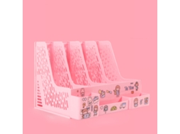 Organizador De Arquivos De Escritório 4 Compartimentos Cor Rosa Morandi Estante Vertical Para Livros