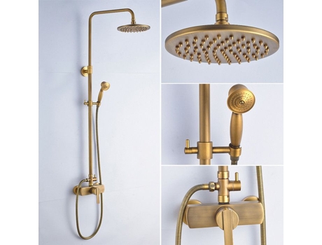 Coluna De Chuveiro Com Torneira Misturadora Retro Bronze Antigo 2 Funções Conjunto De Chuveiro Auralum Max