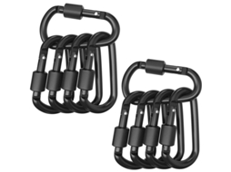 10 Clips Carabiner D-ring Com Trava, Alumínio Resistente, Para Camping, Mochilão, Preto