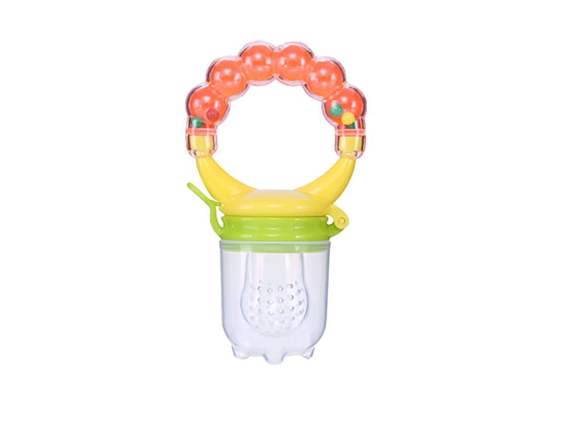 Mali mamadeiro de Frutas para Bebê Silicone com Sininho e Texturas Seguro Alimentar Laranja
