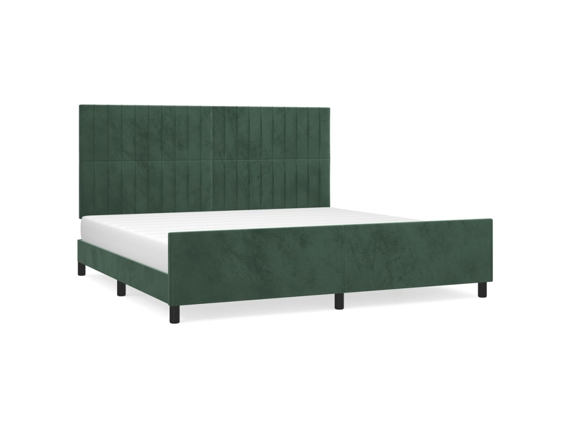 Bed Frame With Headboard, Bed Frames With Headboards Vidaxl Verde Veludo (200 X 200 Cm)