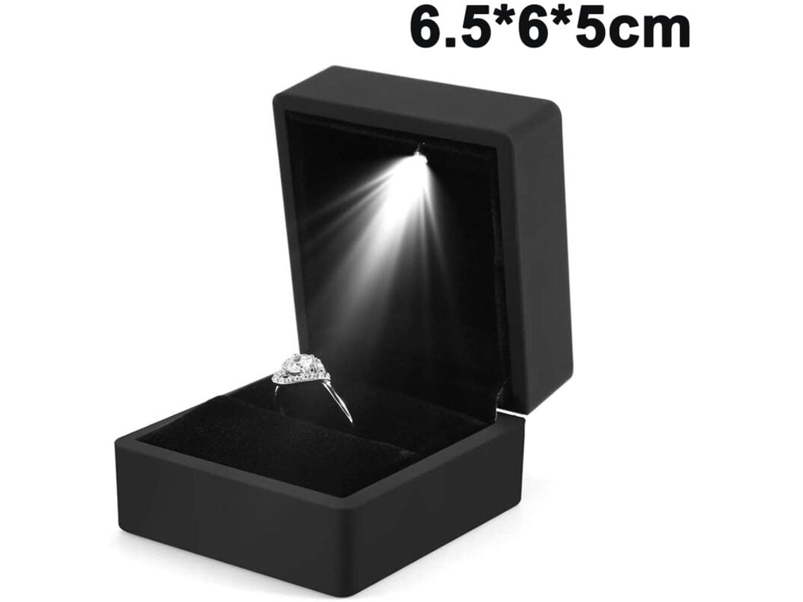 Caixa De Noivado Com Led 6,5x6x5cm Preto Kit