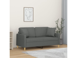 Vidaxl Sofá 2 Lugares +almofadas Decorativas 140cm Tecido Cinza-escuro
