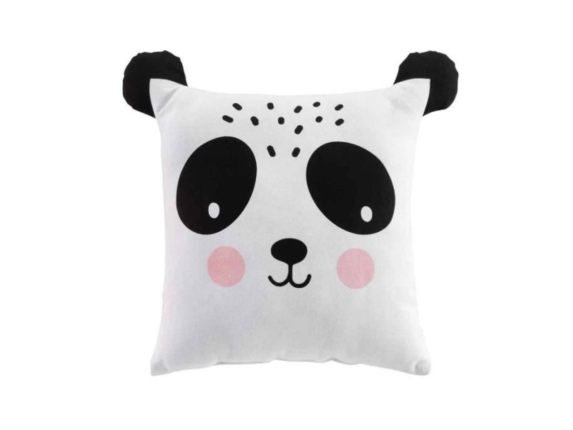 Almofada Infantil Pequeno Panda 40X40Cm Branco e Preto Preço Paris DOUCEUR D'INTERIEUR