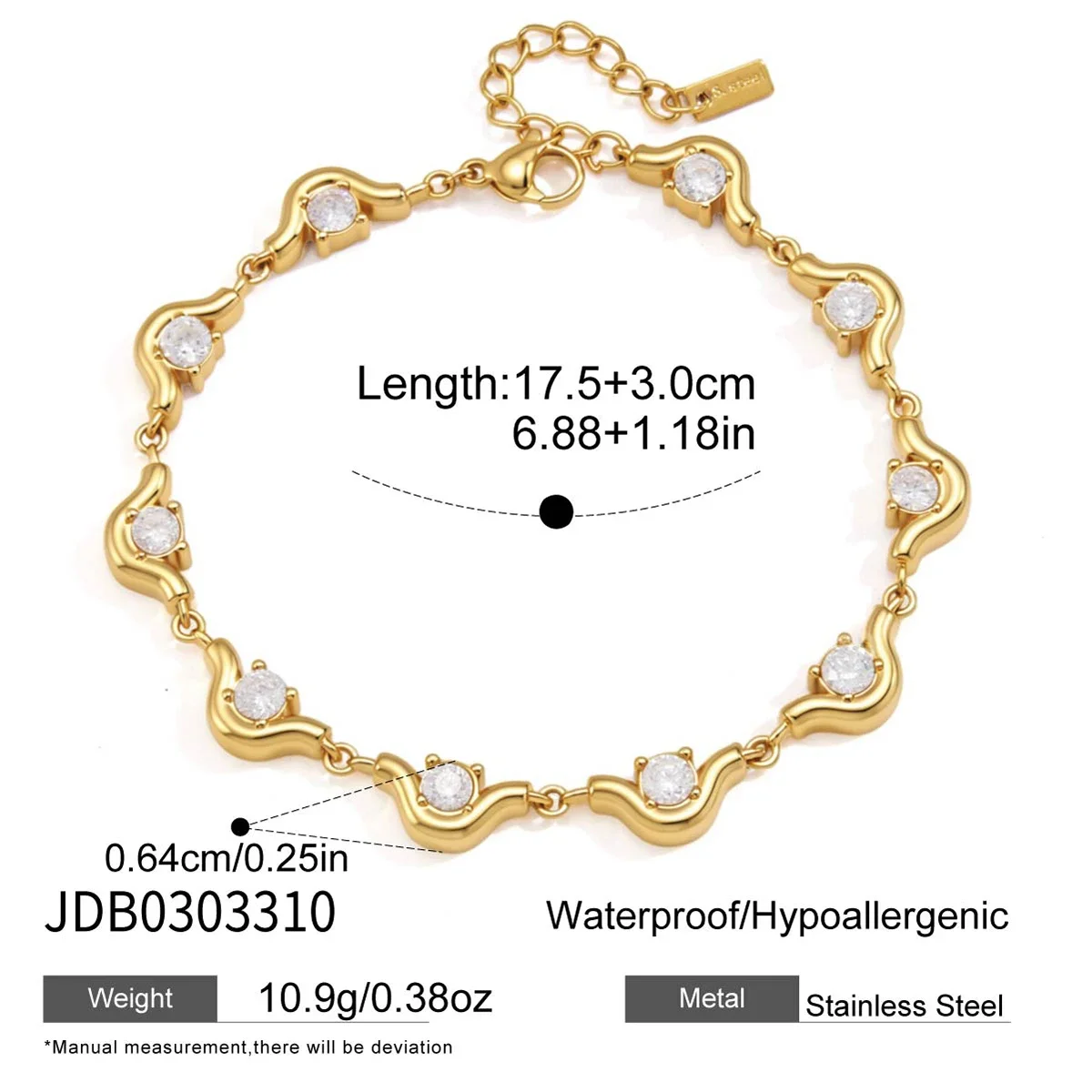 Pulseira De Zircônia Cúbica, Um Presente Simples E Elegante Banhado A Ouro Para Mulheres.
