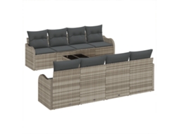 Conjunto 9 Conjunto De Sofá De Jardim Vidaxl Cinzento-claro Vime Pe (231 X 62 X 85 Cm)