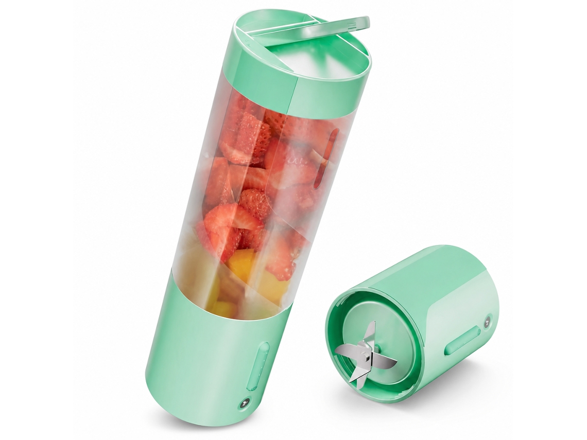 Liquidificador Portátil Usb Recarregável, Copo Elétrico Mini Para Sumos E Batidos, Ciano