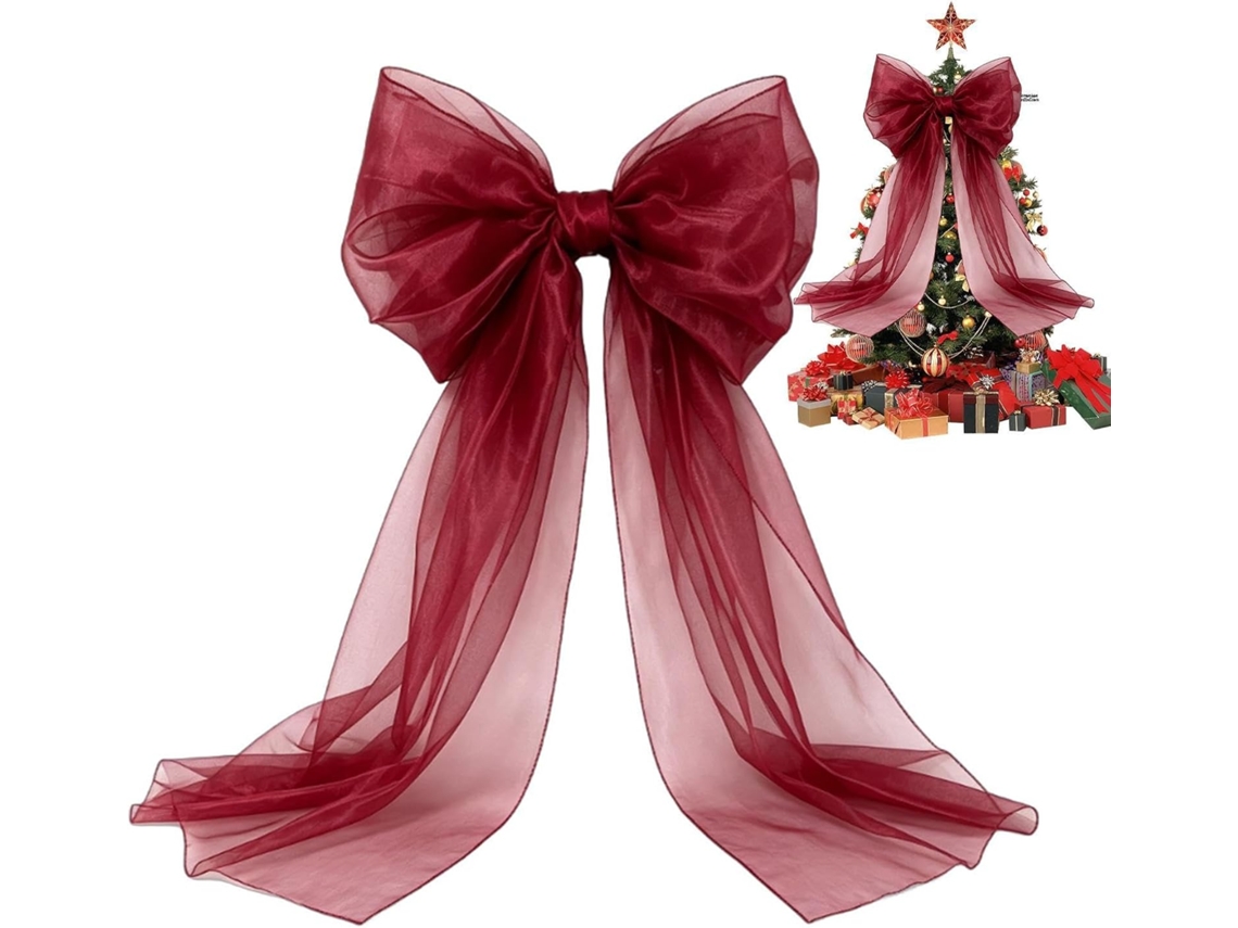Enfeite De Natal Flexível Em Forma De Laço Para Topo De Árvore, 45 X 178 Cm