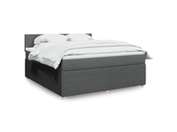 Vidaxl Cama Com Molas/colchão 180x200 Cm Tecido Cinzento-escuro