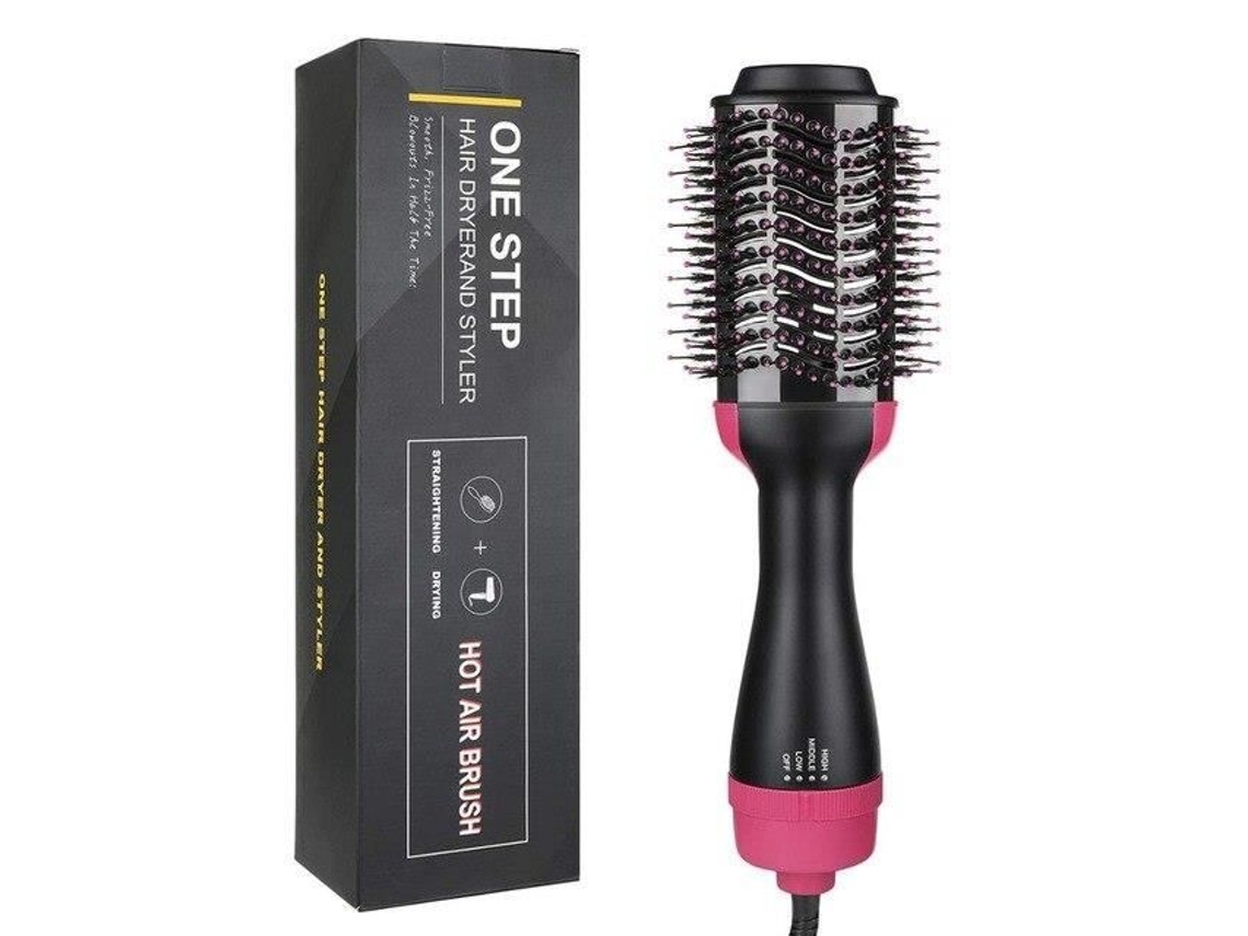Secador de cabelo elétrico rotativo multifuncional, escova de ar quente, soprador profissional, chapinha p us | rosa -LR935 S/MARCA