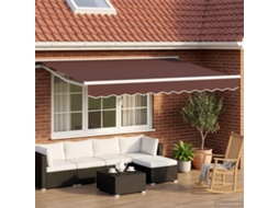 Vidaxl Estrutura De Toldo Manual Com Leds Marrom E Branco 2,5 X 2 M