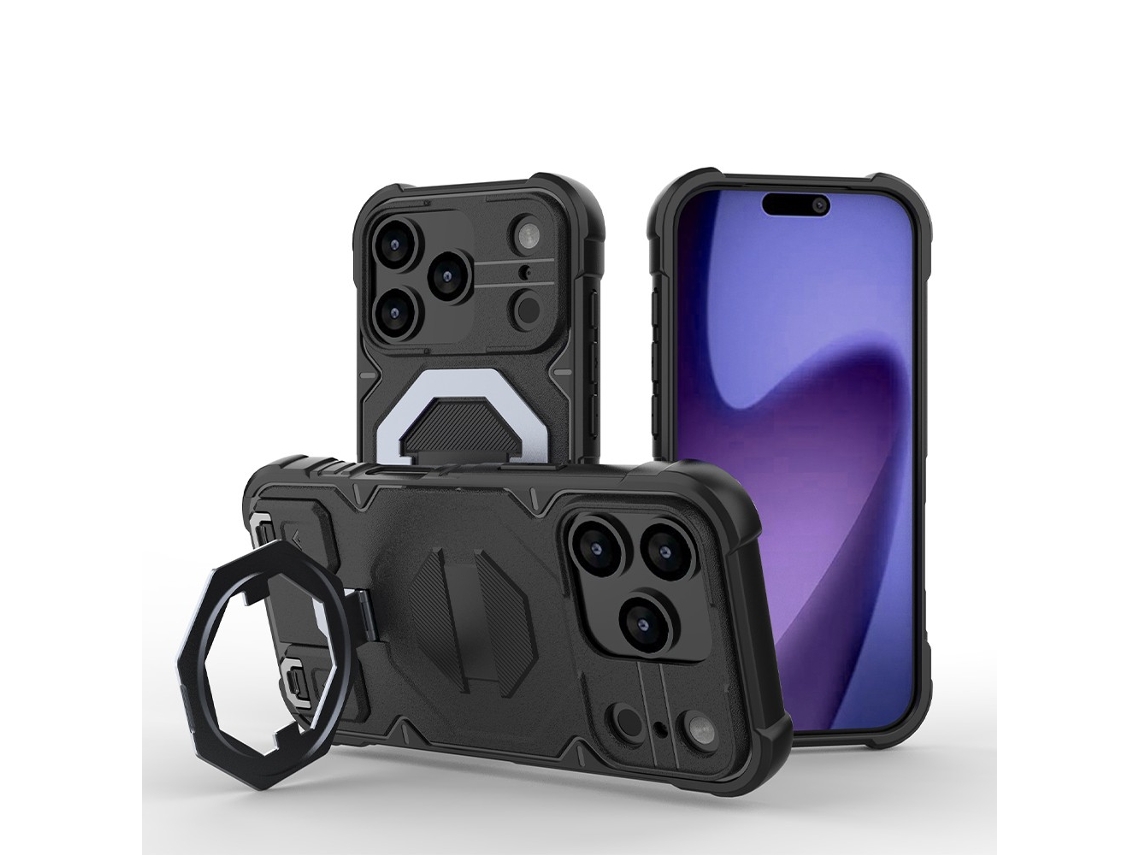 Compatível Com Capa À Prova De Choque Ip17-pro, Capa De Celular Com Suporte, Preta