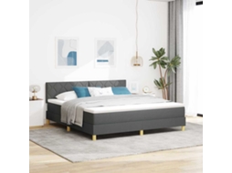 Vidaxl Cama Box Com Almofada Manual Cinza Escuro 180 X 200 Cm Tecido