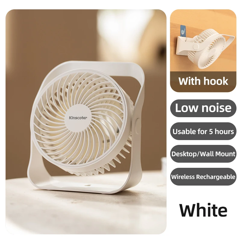 Ventilador de Mesa Portátil, Capacidade de 2000mah, Adequado para Uso Doméstico, Operação Silenciosa, 5 Configurações de Velocidade. MDUG (branco)