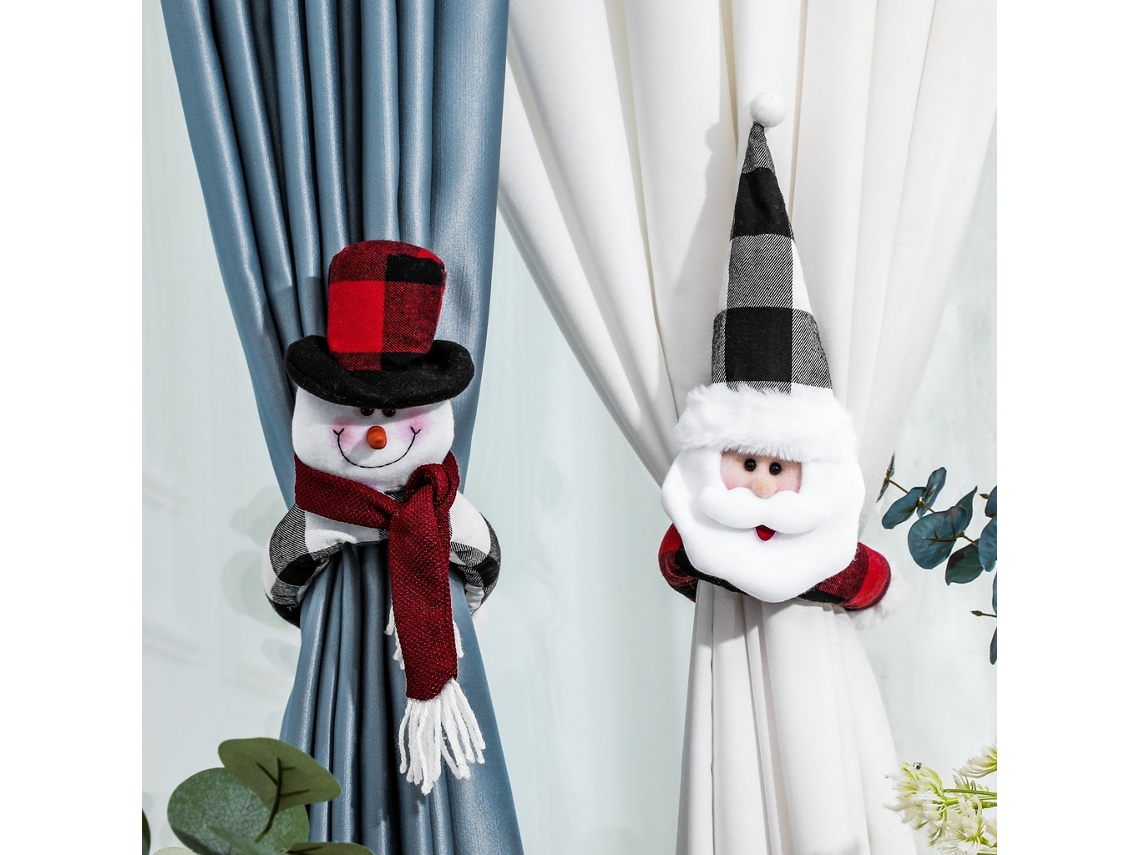 Conjunto De 2 Presilhas De Cortina Natalinas, Prendedores De Cortina Com Papai Noel E Boneco De Neve. Aquaforge