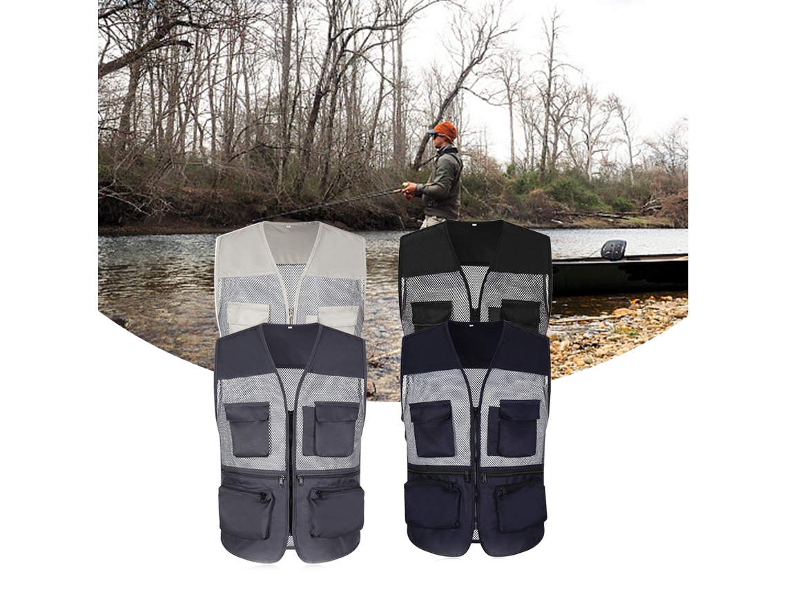 Coleteira de Pesca Respirável com Bolso Zipper Verão