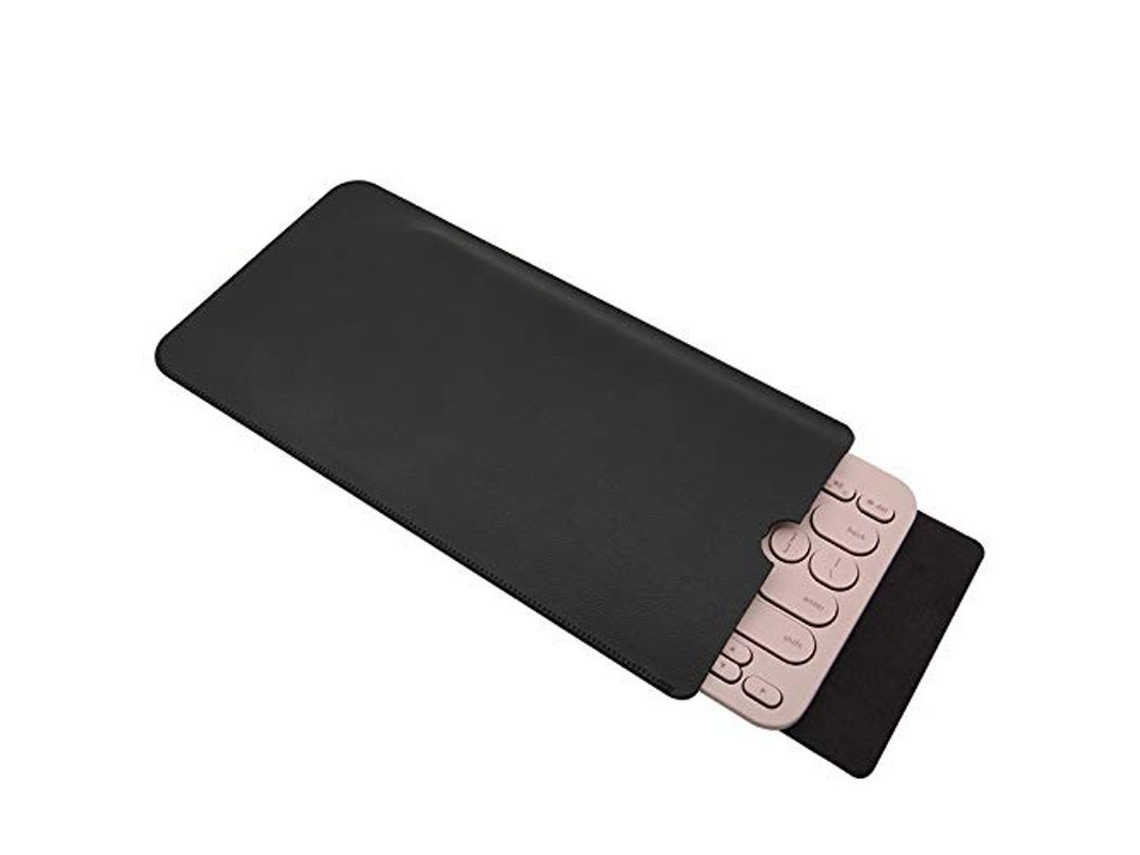 Capa de transporte em couro PU para teclado Logitech K380, preta