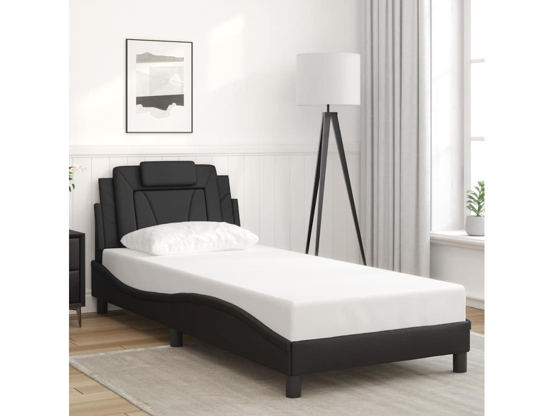 Vidaxl Estrutura De Cama Viana Sem Colchão 90x190 Cm Couro Artificial Preto