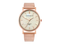 Reloj De Pulsera Para Hombre Zhoulianfa Con Correa De Malla De Aleación Dial Redondo Analógico Oro Rosa Blanco