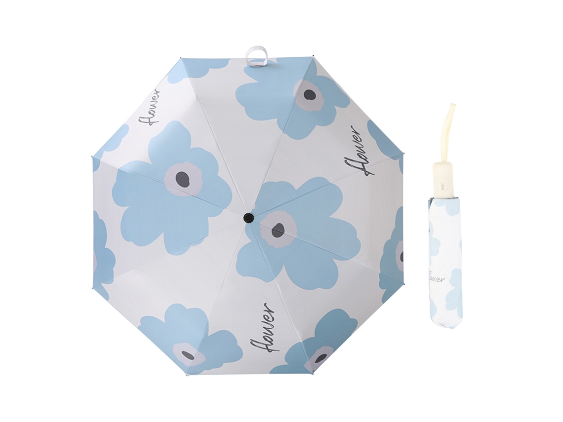 Guarda chuva Dobrável Protetor UV Padrão Floral Uso Dual Chuva e Sol Azul Céu | S/MARCA
