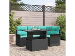 Vidaxl Conjunto De Sofá De Jardim 5 Unid. Preto