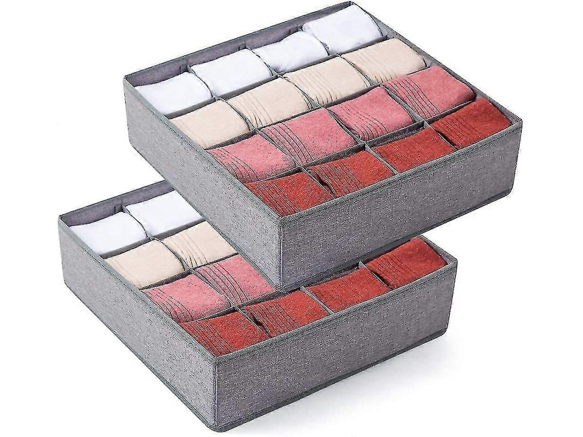 Divisórias De Armazenamento Com 2 Gavetas Para Meias E Roupas Íntimas, Organizador De Armário Dobrável Com 16 Compartimentos. Olysi Shop