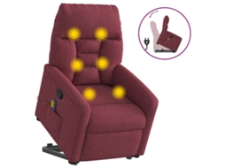 Vidaxl Poltrona De Massagens Reclin. Elevatória Tecido Vermelho Tinto