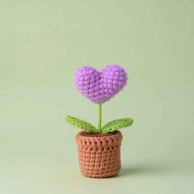 (15 Cm) Mini Vaso De Flores De Crochê, Decoração Fofa De Flor Tricotada Feita À Mão.