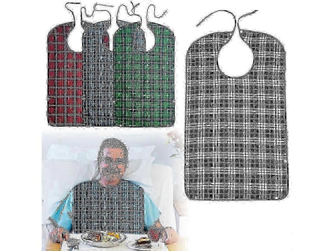 Babadores Para Adultos, Pacote Com 4 Babadores Para Adultos Com Fecho De Pressão E Amarração, Babador Impermeável Para Adultos, Babador Reutilizá
