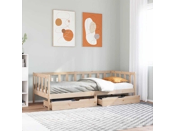 Vidaxl Sofá cama com Gavetas 90x190 Cm Madeira de Pinho Maciça