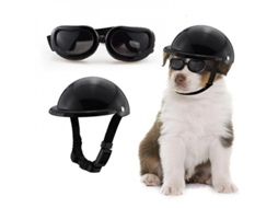 Capacete e óculos de proteção Rebe-Safety para animais de estimação, para motociclistas, tamanho ajustável, plástico ABS leve, tamanho G.