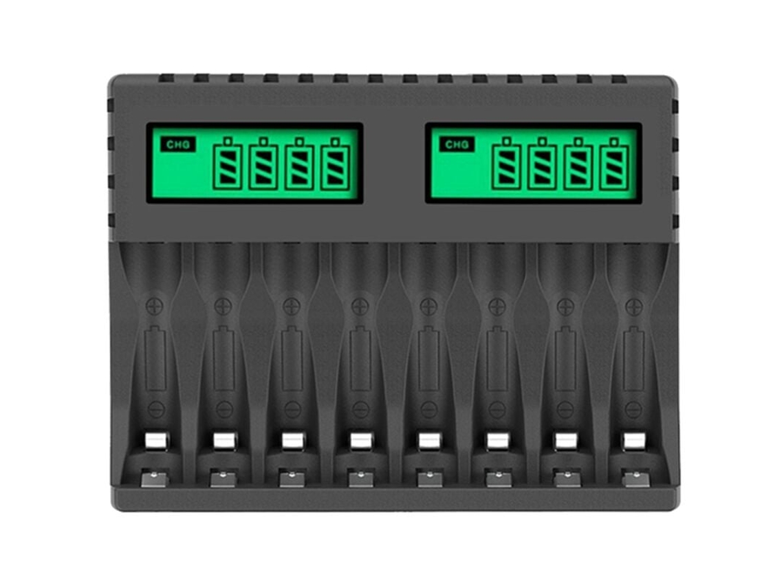 Carregador De Baterias Inteligente Com Visor Lcd E 8 Slots Para Pilhas Recarregáveis ​​aa/ Aaa Nicd Nimh.