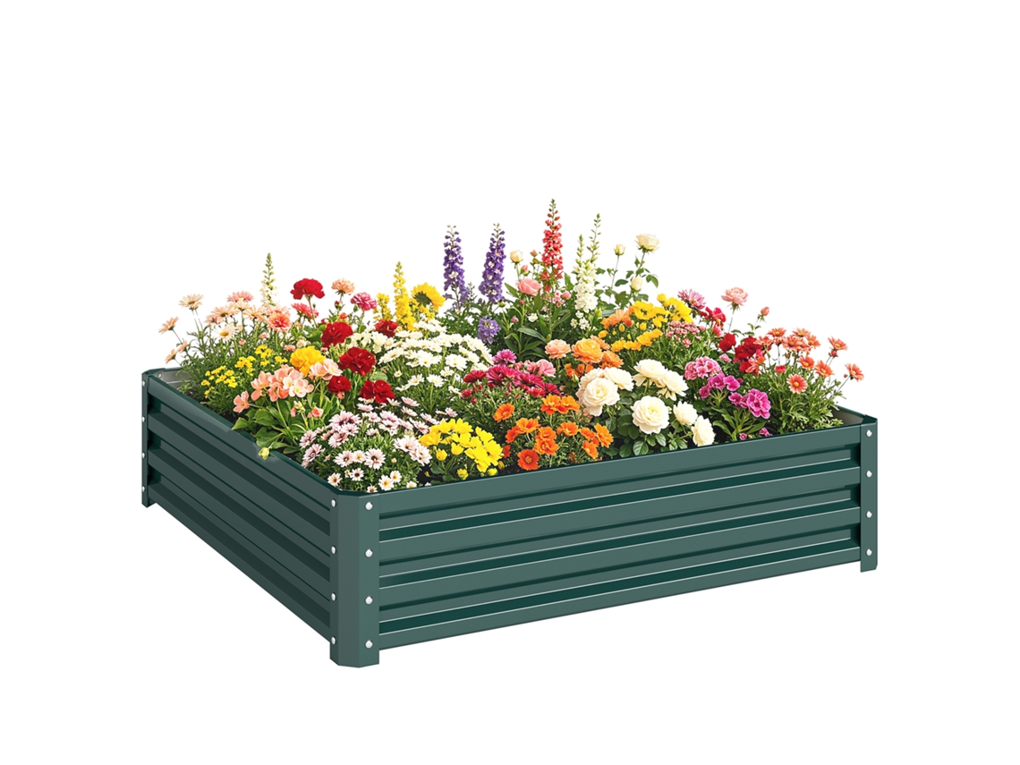 Canteiro Elevado em Chapa de Aço Ondulada 120x120x30cm Verde Escuro