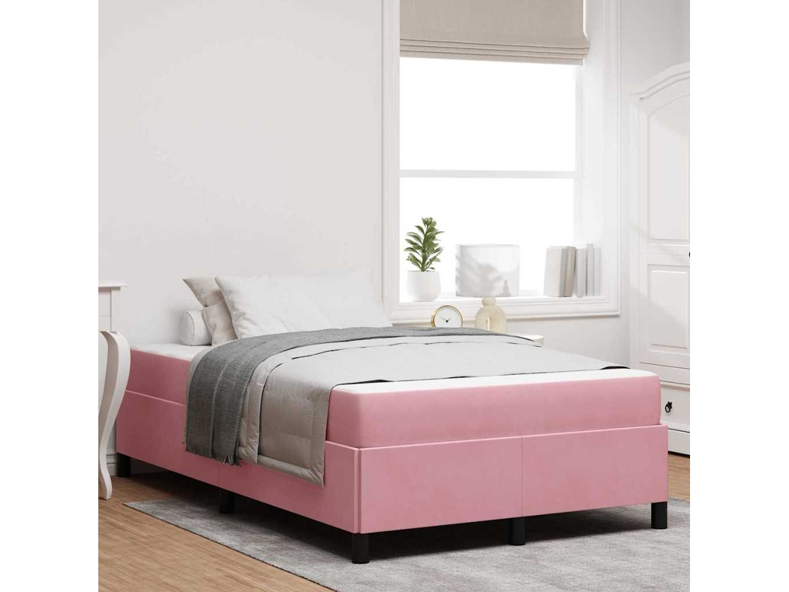 Vidaxl Estrutura da Cama com Colchão Rosa 120 X 200 Cm Tecido