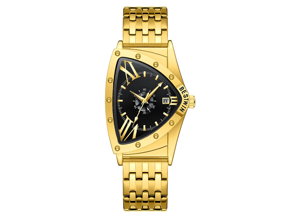 Relógio de Quartzo Masculino MDUG com design esqueleto prateado dourado e branco