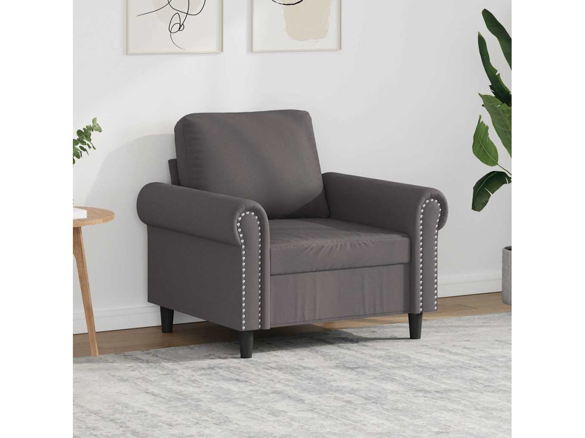 Vidaxl Poltrona 60 Cm Couro Artificial Cinzento