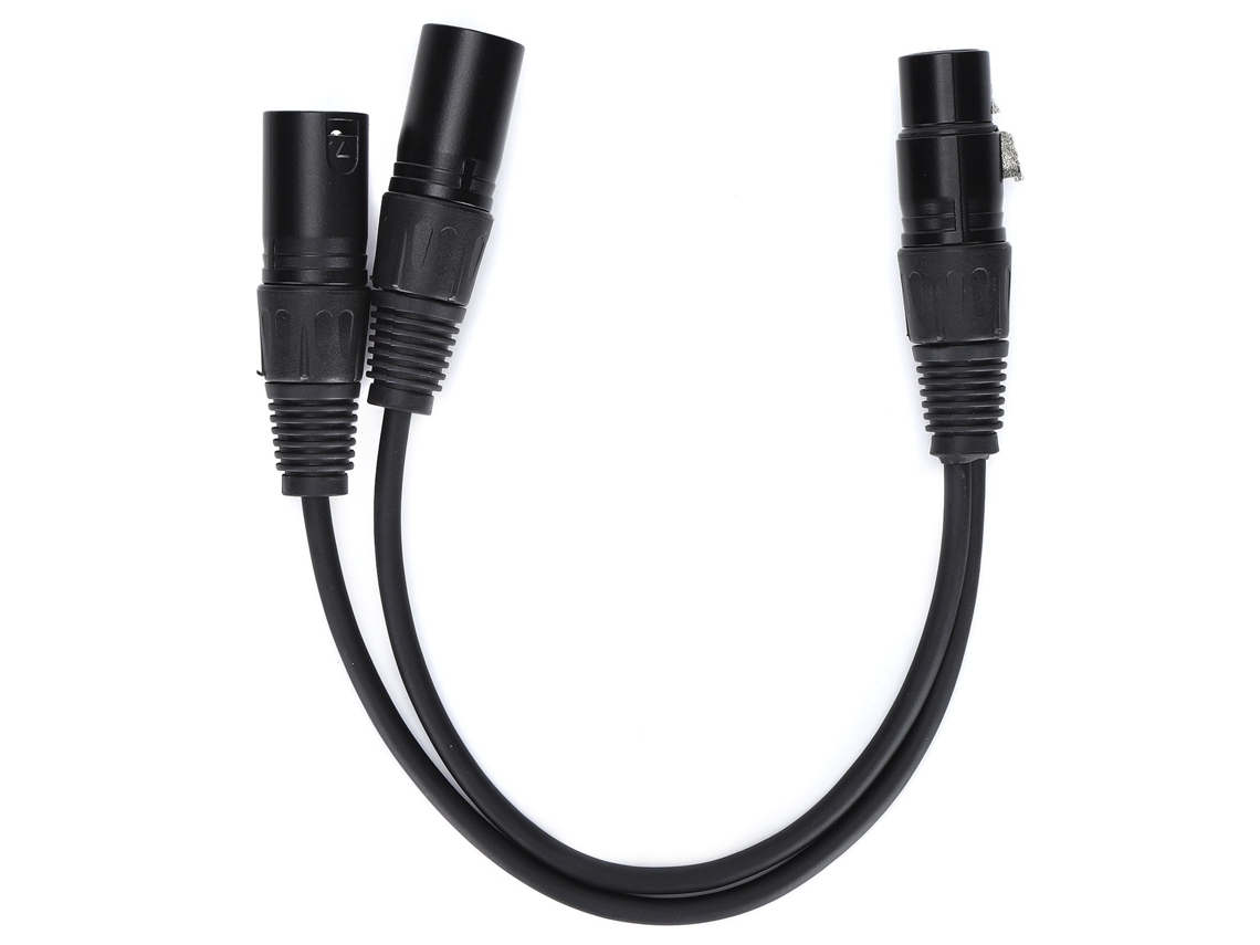 Cabo XLR fêmea para XLR macho duplo, divisor Y, 0,3 m, microfone, áudio