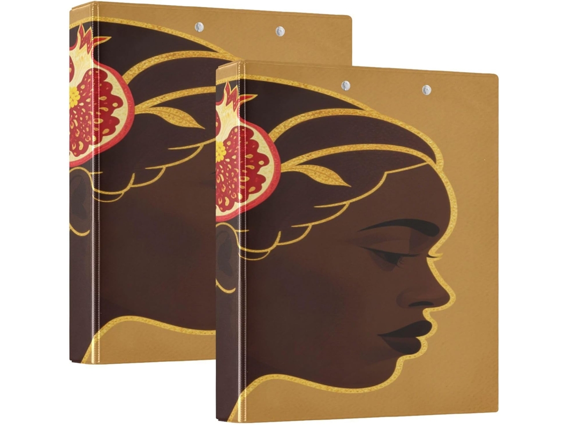 Golden Lines African Beauty Fruits Pasta Escolar 3,8cm 1,5 Polegadas, Três Argolas Com Sacos, Pacote Com 1 2 unidades