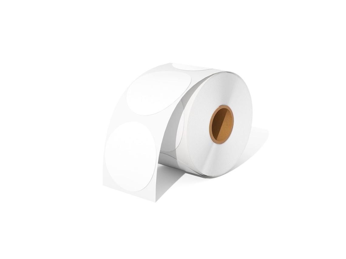 Etiqueta Térmica Autoadesiva Redonda (branca, 50 Mm), Feita De Material Para Etiquetas Térmicas E Papel Autoadesivo.