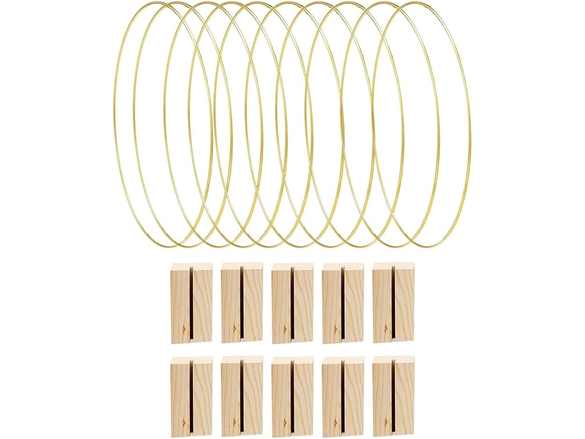 Conjunto De 10 Peças Para Centros De Mesa Com Aros Decorativos, Incluindo 10 Porta Cartões De Madeir Gokoco