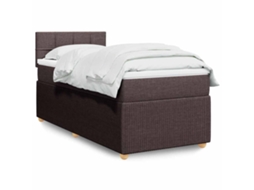 Vidaxl Cama Com Molas/colchão 100x200 Cm Tecido Castanho-escuro
