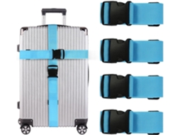 (azul) Conjunto De 4 Cintas Bagagem Ajustáveis​​ Para