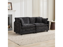 Sofá Nuvem Loveseat, Poltrona Moderna, 2 Camadas, Preto