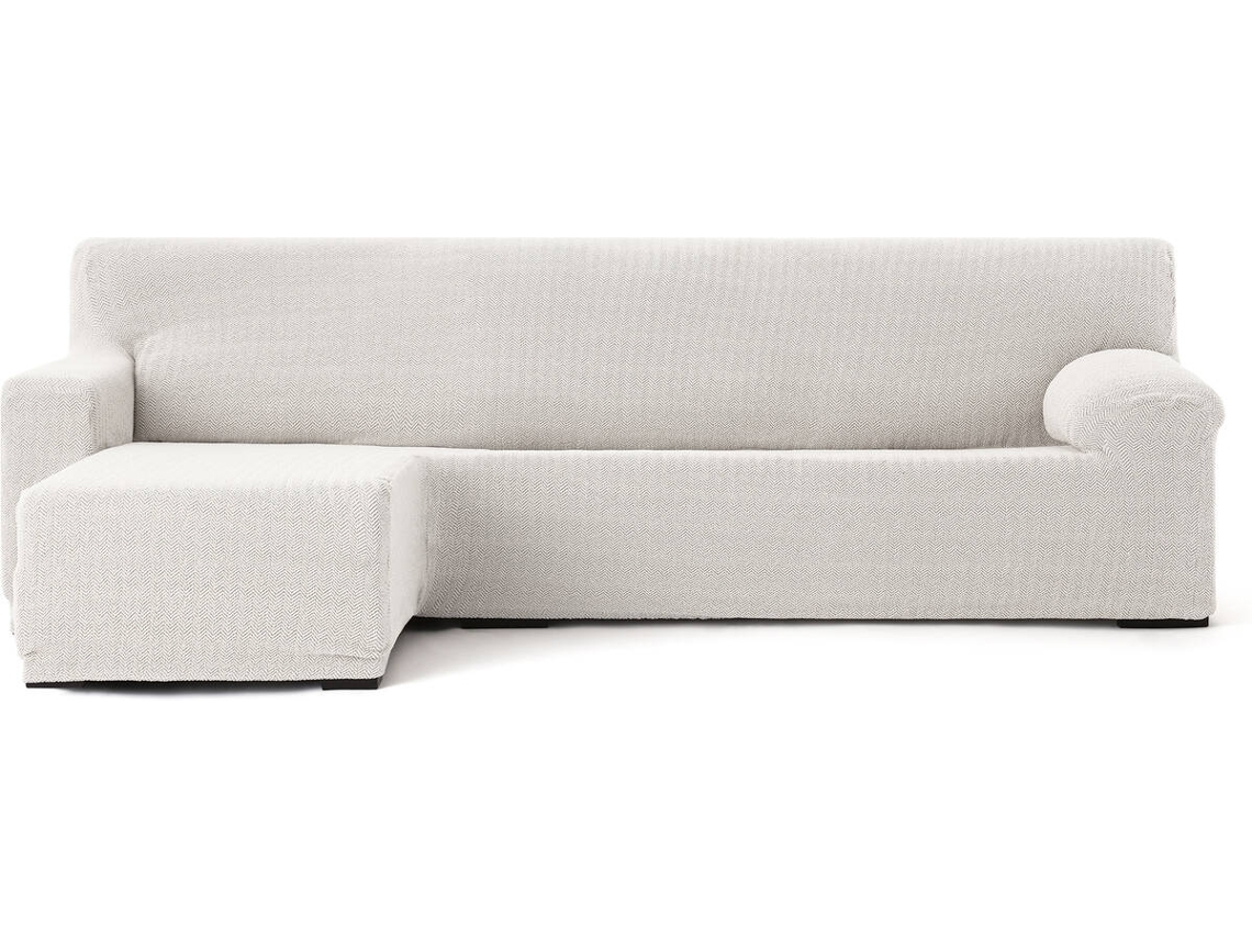 Capa de Chaise Longue Esquerda para Braço Curto EYSA Premium Jaz Tecido Multielástico (250-360 cm - Poliéster e Algodão - Crudo)