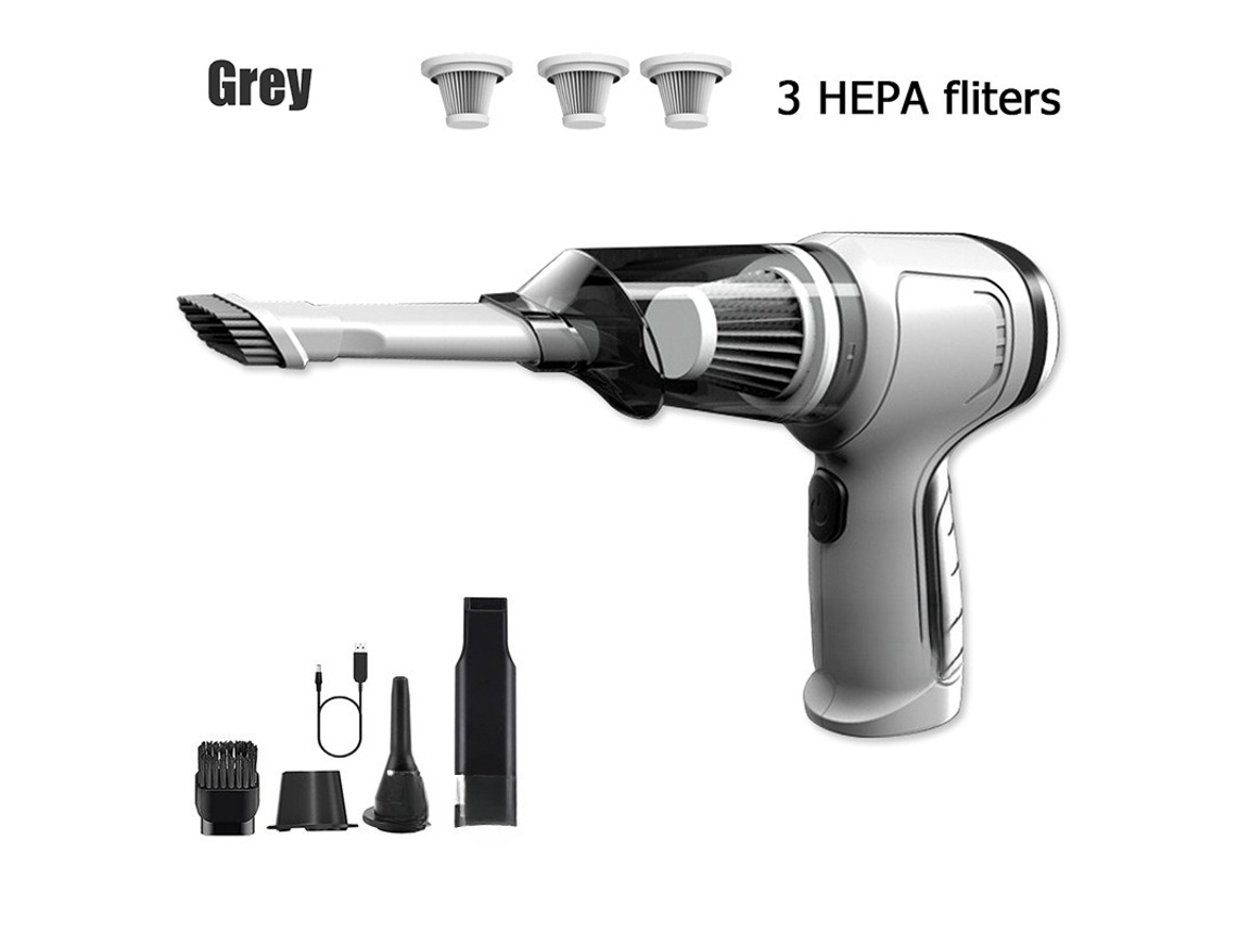 Aspirador de mão CZHHMART, 2 em 1 para carro, soprador e aspirador, com 3 filtros (branco)
