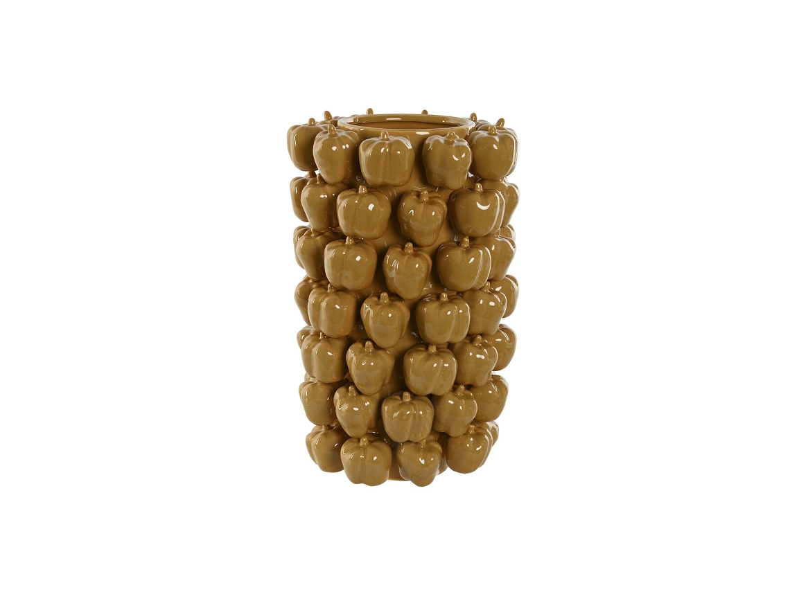 Vaso HOME ESPRIT Amarelo Mostarda Cerâmica Grés Tropical 25 x 25 x 38 cm