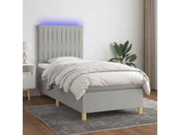 Vidaxl Cama Box Spring C/ Colchão E Led 100x200 Cm Tecido Cinza-claro