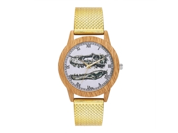 Reloj De Pulsera De Cuarzo Zhoulianfa Para Hombre Y Mujer Con Correa De Malla Dorada T33-f2