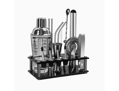Kit Coqueteleira Inox Com Suporte Conjunto Completo De Bar Com Shaker Boston E Ferramentas Para Coquetel, Ideal Para Casa E Bar Yt